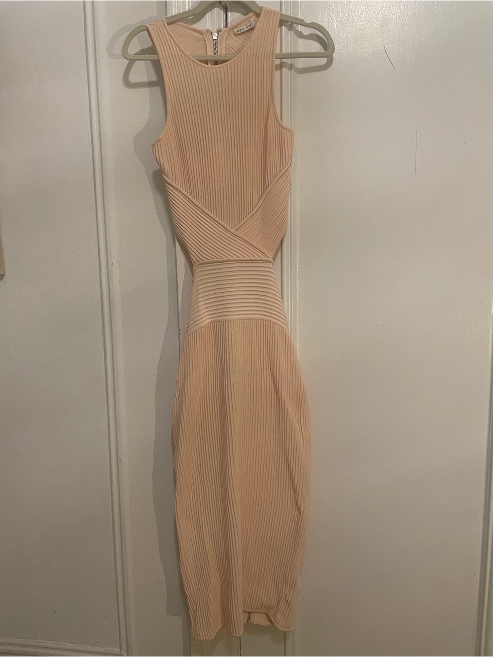 Ronny Kobo Sleeveless Ribbed Knit Backless Dress